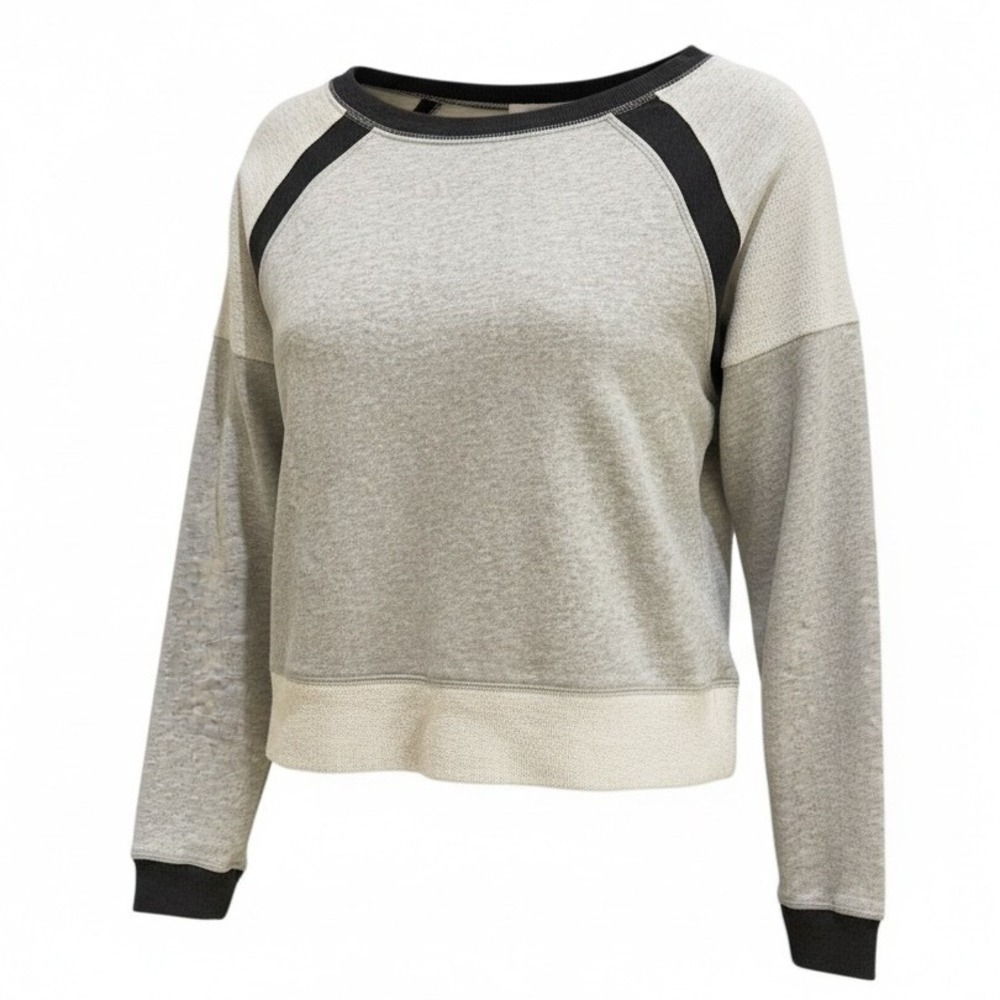 Te Verde Heather Grey Chalk Charcoal Heather Colorblock Raglan Sweatshirt Size M